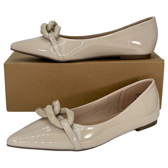 Journee Collection Shoes - Journee Collection Clareene Beige Patent Leather Womens Flats Size 7.5M